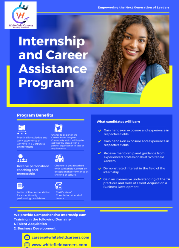 Blue Yellow Bold and Modern Student Internship Poster